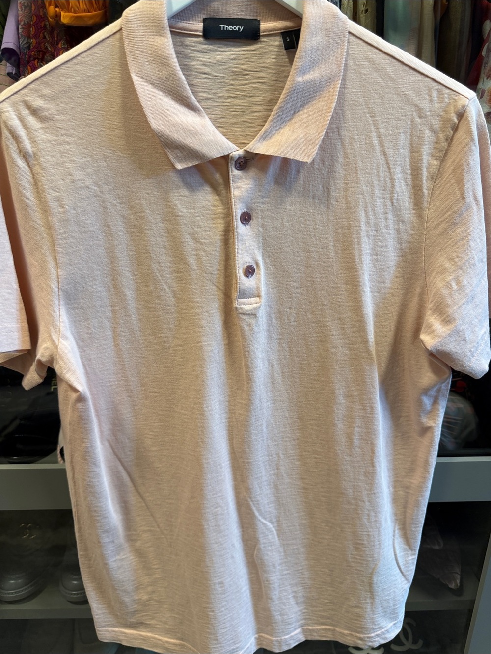 Theory Men’s Pale Pink Polo Shirt